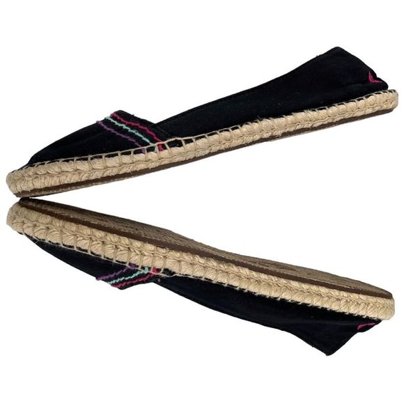 Reef Rainforest Black Slip On Pink Trim Jute Espadrille Ballet Flat Size 8 - Picture 4 of 11